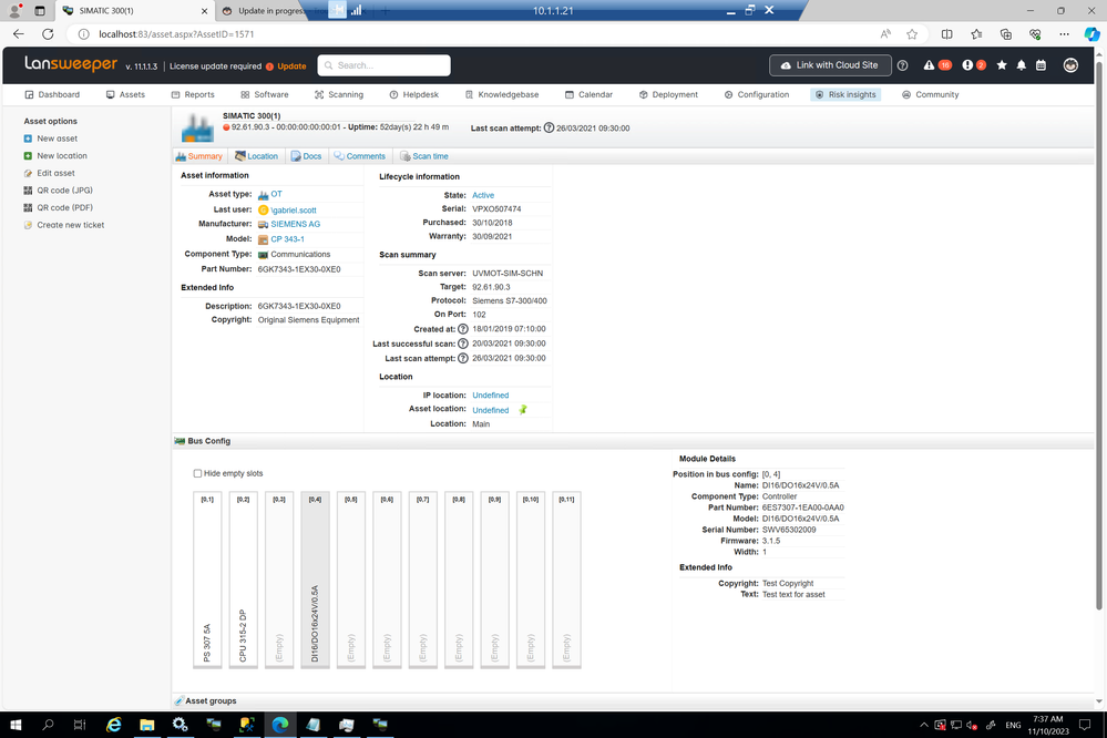 OT asset in the Lansweeper On-premise