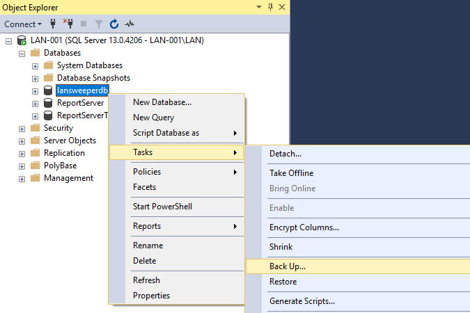 Back up your installation - Lansweeper Community